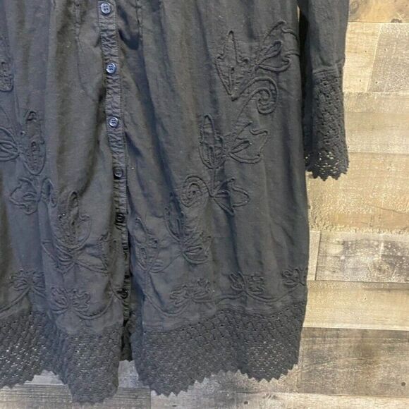 Soft Surroundings Plus Pleated Lace Trim Embroidered Cotton Tunic Size M - Picture 4 of 5